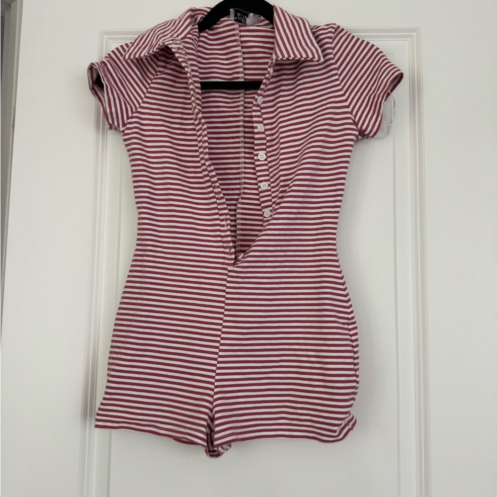Princess Polly Red and White Striped Bodysuit